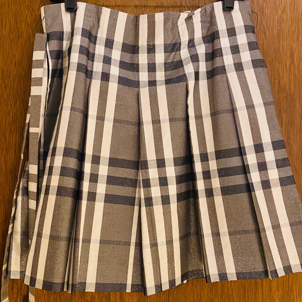 Burberry Tan and Brown Plaid Pleated Mini Skirt - Picture 2 of 7